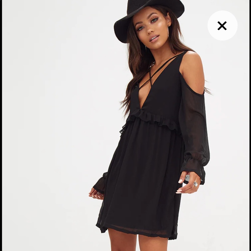 Pretty Little Thing Black Cold Shoulder Dress